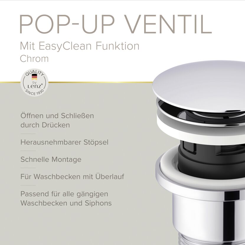 Pop-Up-Ablaufventil 'EasyClean' chromfarben