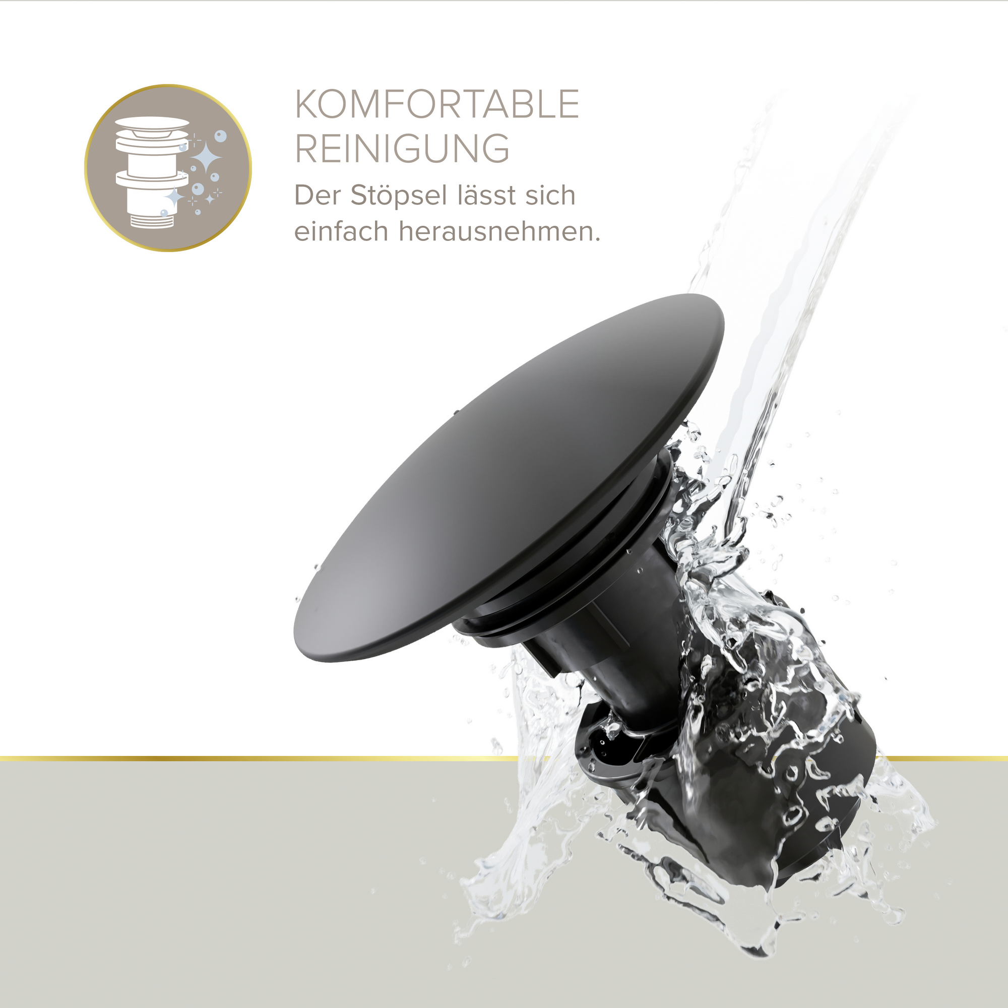 Pop-Up-Ablaufventil 'EasyClean' schwarz-matt