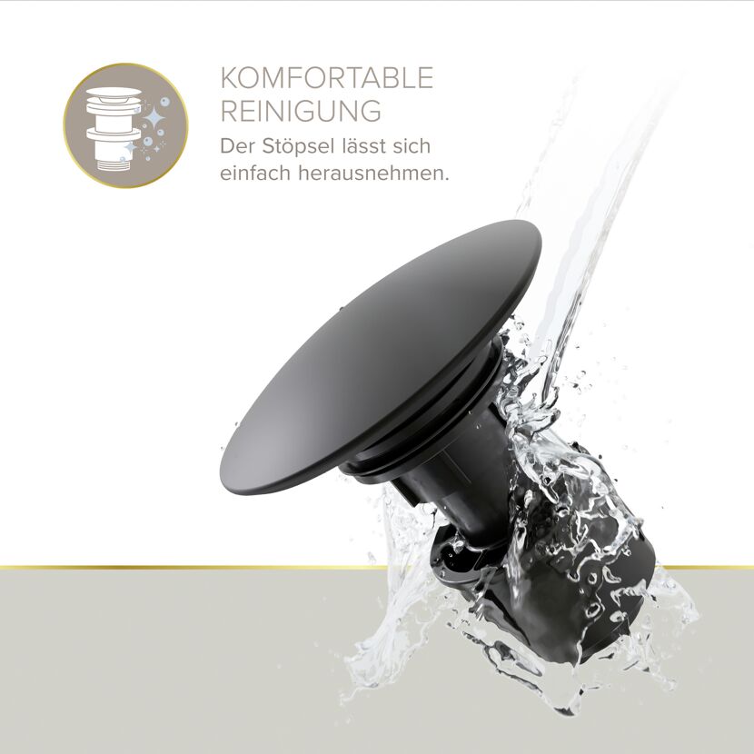 Pop-Up-Ablaufventil 'EasyClean' schwarz-matt
