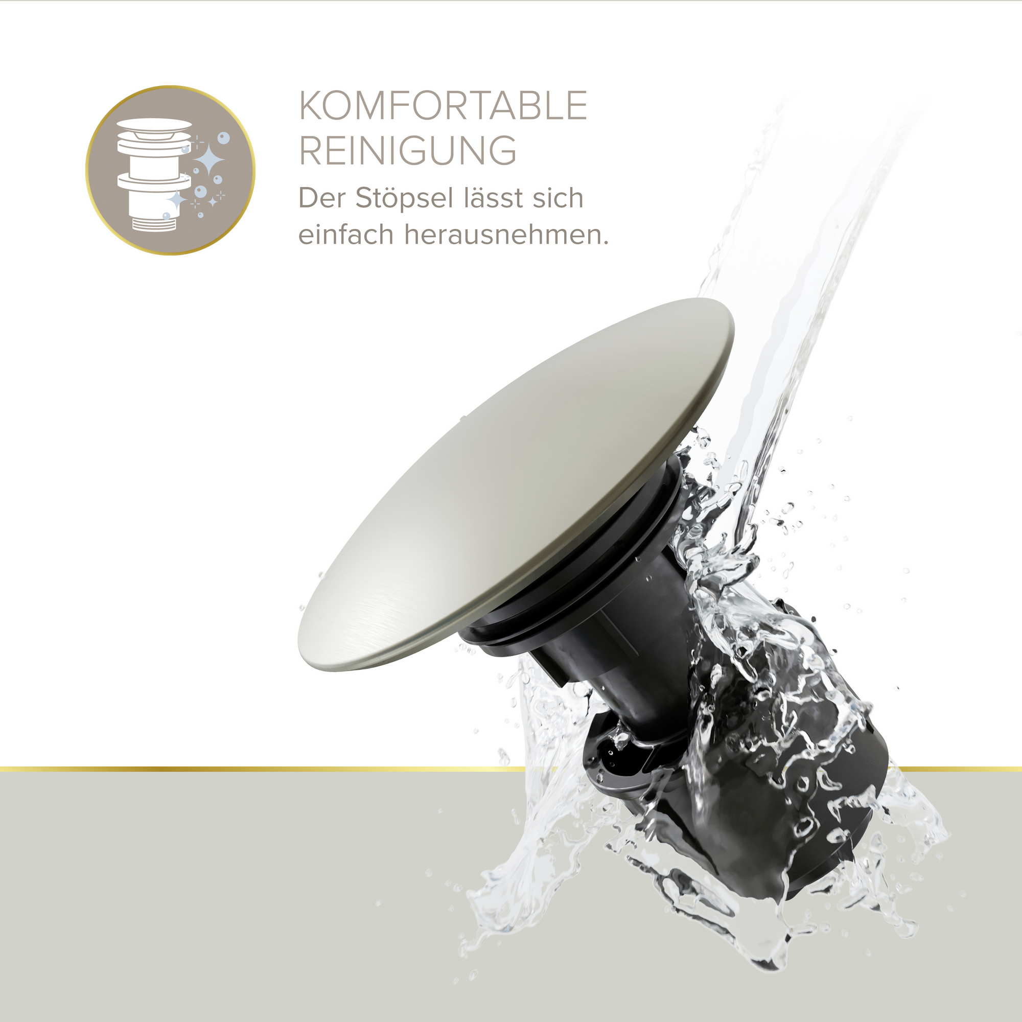 Pop-Up-Ablaufventil 'EasyClean' Edelstahl