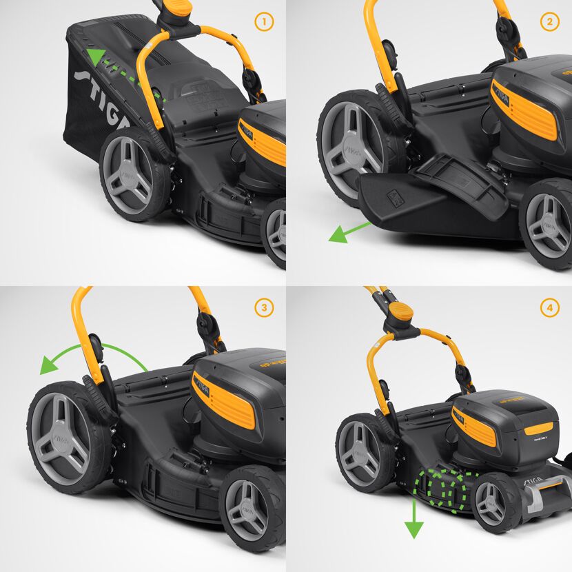 Akku-Rasenmäher 'Combi 748e V Kit' 1,5 kW mit 2 Akkus und Ladegerät