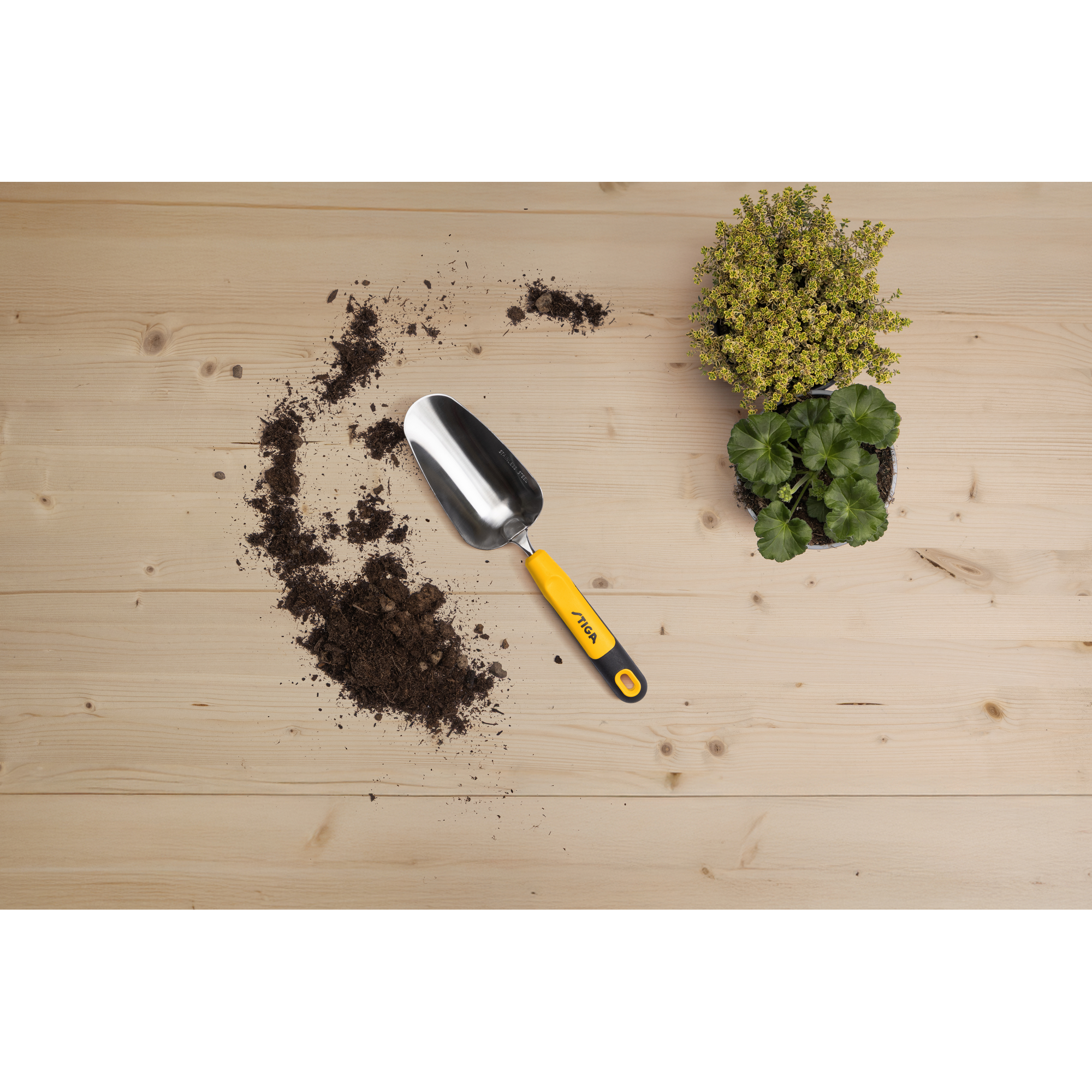 Handschaufel Edelstahl gelb 34 cm