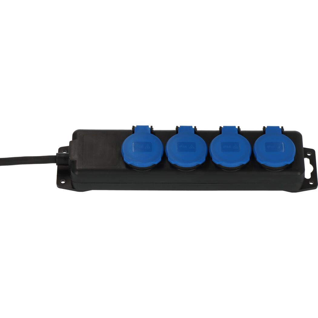 Steckdosenverteiler schwarz/blau 4-fach, 2 m