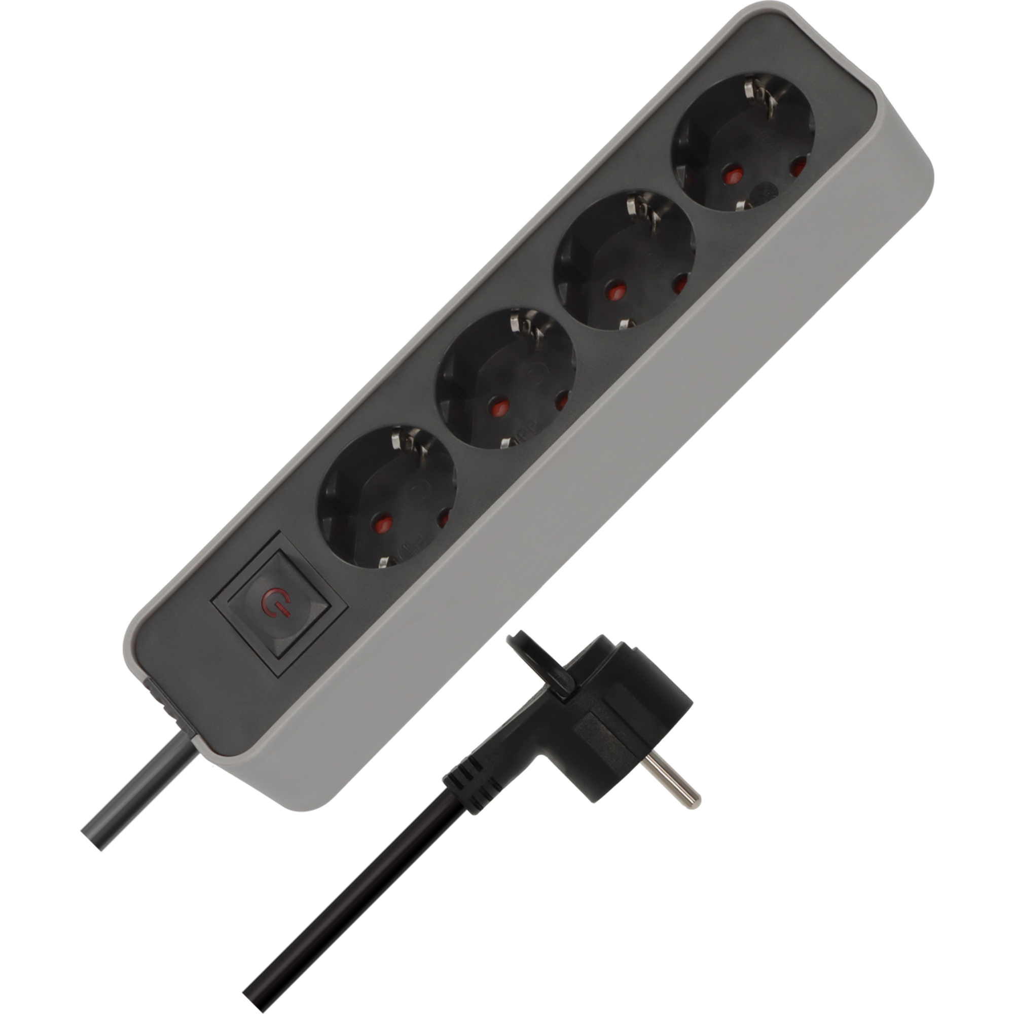 Steckdosenleiste 'Ecolor' silber/schwarz 4-fach mit Schalter 1,5 m