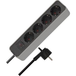 Steckdosenleiste 'Ecolor' silber/schwarz 4-fach mit Schalter 1,5 m