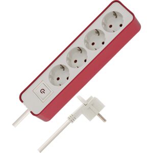 Steckdosenleiste 'Ecolor' beere/weiß 4-fach mit Schalter 1,5 m
