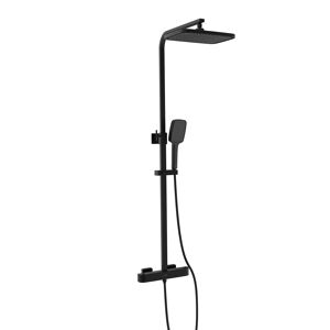Überkopfbrause-Set 'Gran Canaria' mattschwarz mit Thermostatarmatur