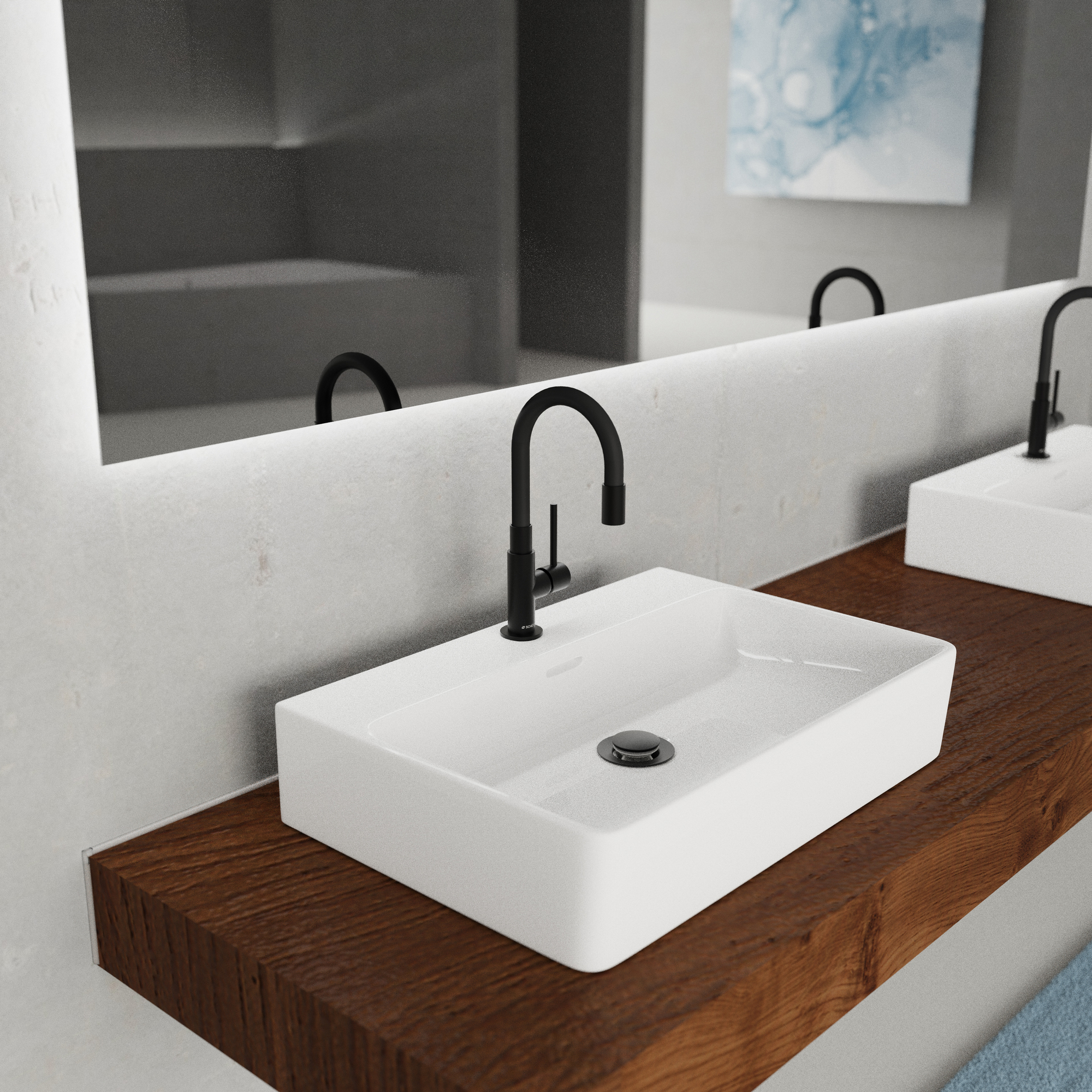 Waschtischarmatur 'Glasgow' Mattschwarz mit Soft-Touch Schlauch