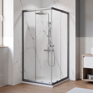 Eckeinstieg 'Ektos' mit Schiebetür grau 75 - 90 cm