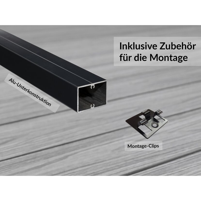 Terrassen-Komplettset 'strongWood solid db' teakfarben/grau 15 qm