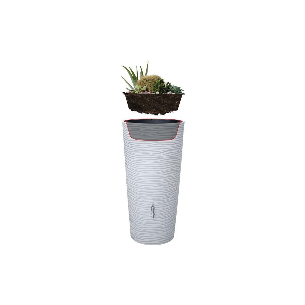 Regentonne 2in1 'Natura' arctic 210 l inklusive Pflanzschale