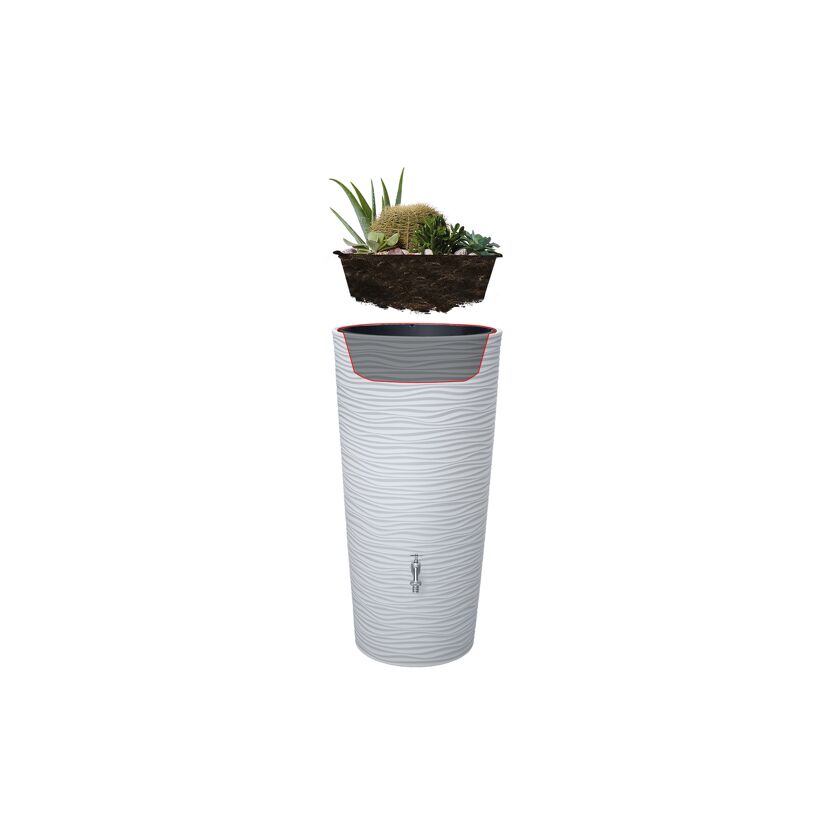 Regentonne 2in1 'Natura' arctic 210 l inklusive Pflanzschale