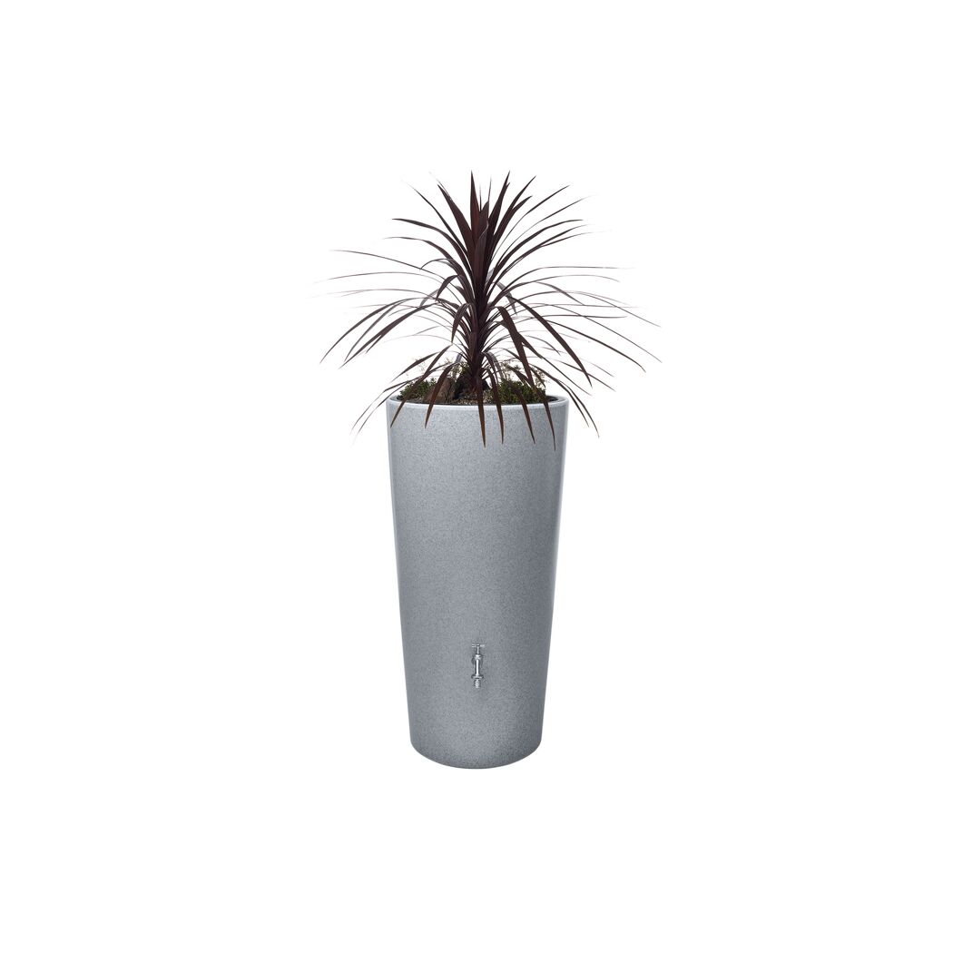 Regentonne 2in1 'Stone' silver 210 l inklusive Pflanzschale