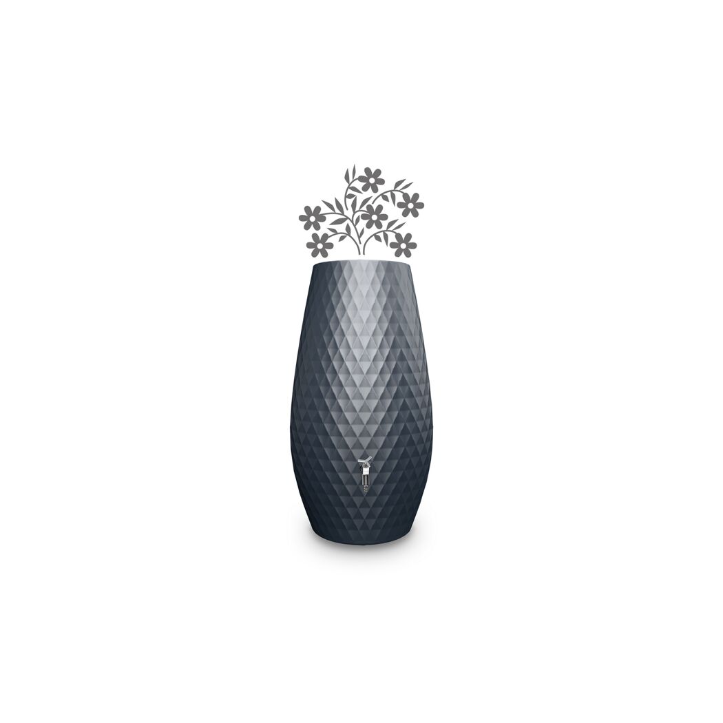 Regentonne 2in1 'Triagon' graphite grey 230 l mit integrierter Pflanzschale