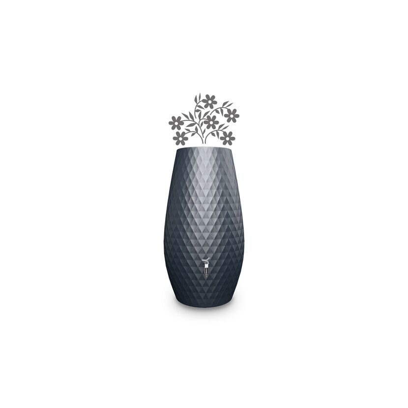 Regentonne 2in1 'Triagon' graphite grey 230 l mit integrierter Pflanzschale