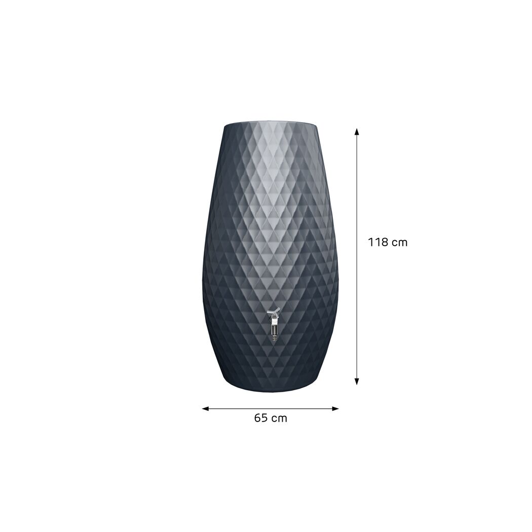 Regentonne 2in1 'Triagon' graphite grey 230 l mit integrierter Pflanzschale
