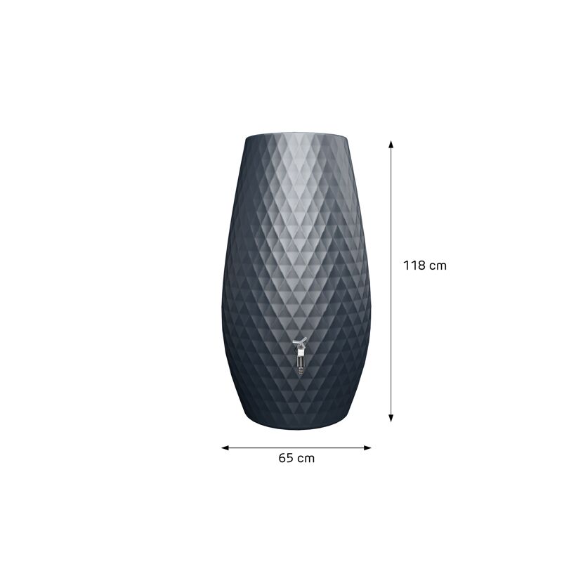 Regentonne 2in1 'Triagon' graphite grey 230 l mit integrierter Pflanzschale