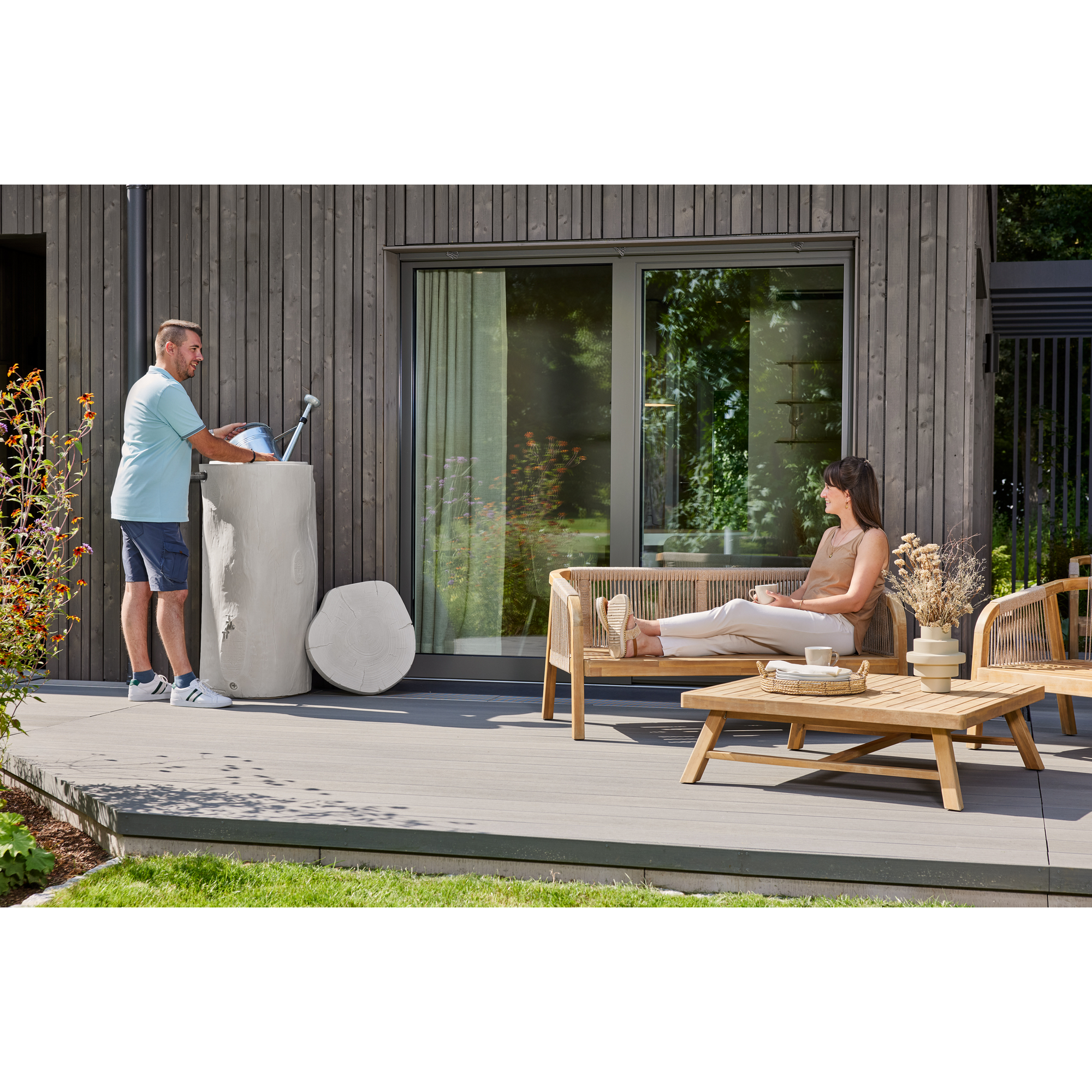 Regentonne 'Woodstock Baumstamm' greywood 250 l