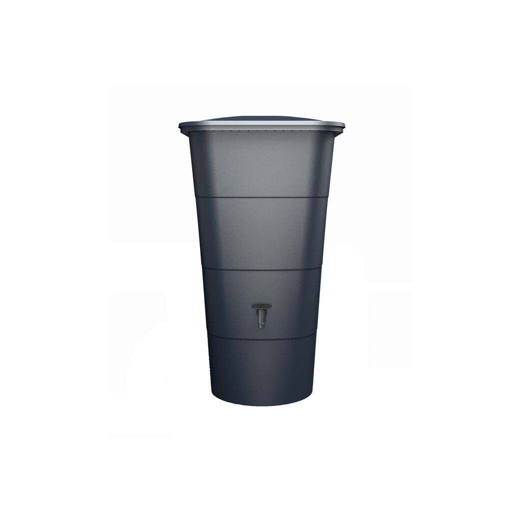 Regentonne 'Ibiza' graphite eckig 200 l inklusive Deckel und Hahn