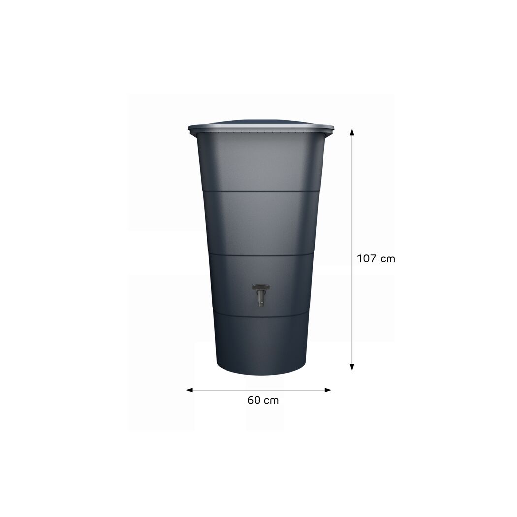 Regentonne 'Ibiza' graphite eckig 200 l inklusive Deckel und Hahn