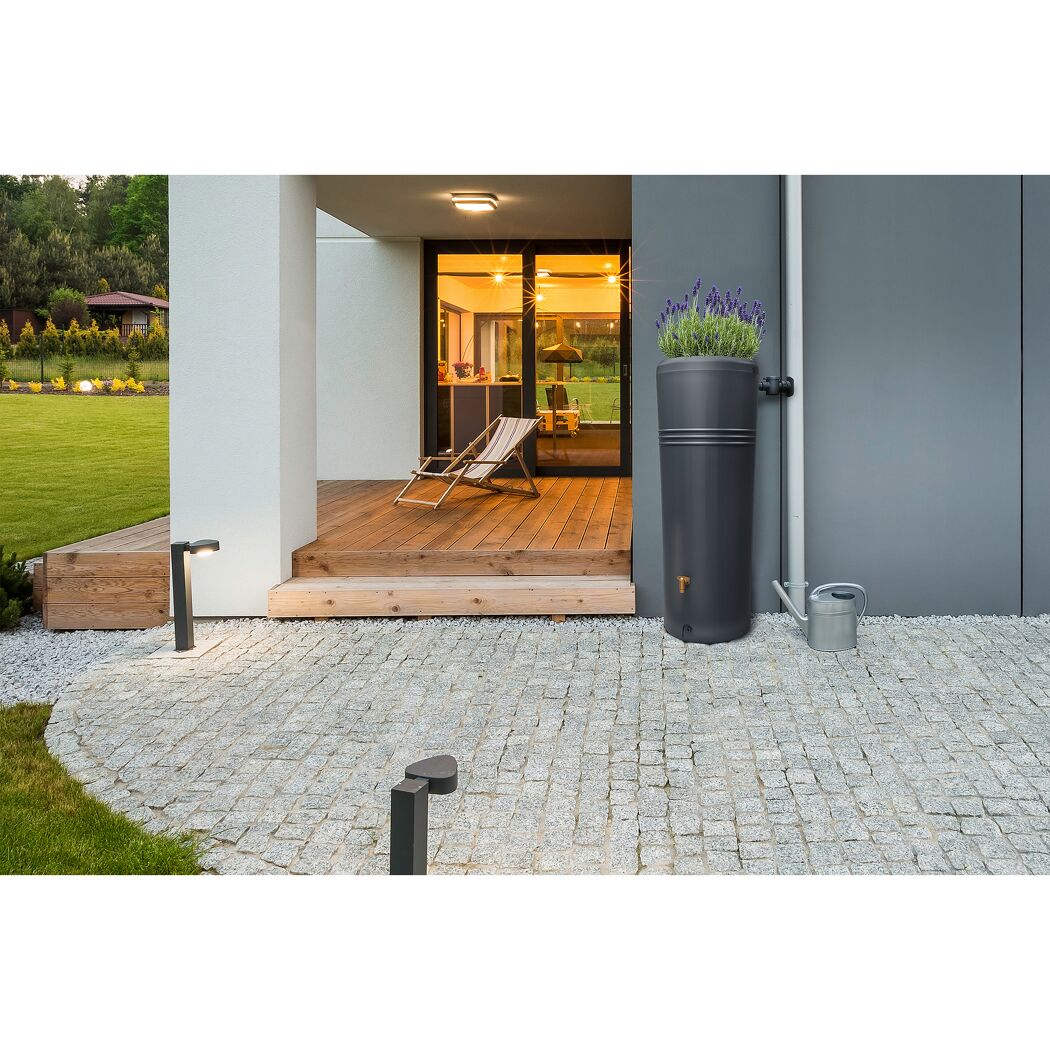Regentonne 2in1 'Azura' graphite grey 340 l inklusive Pflanzschale