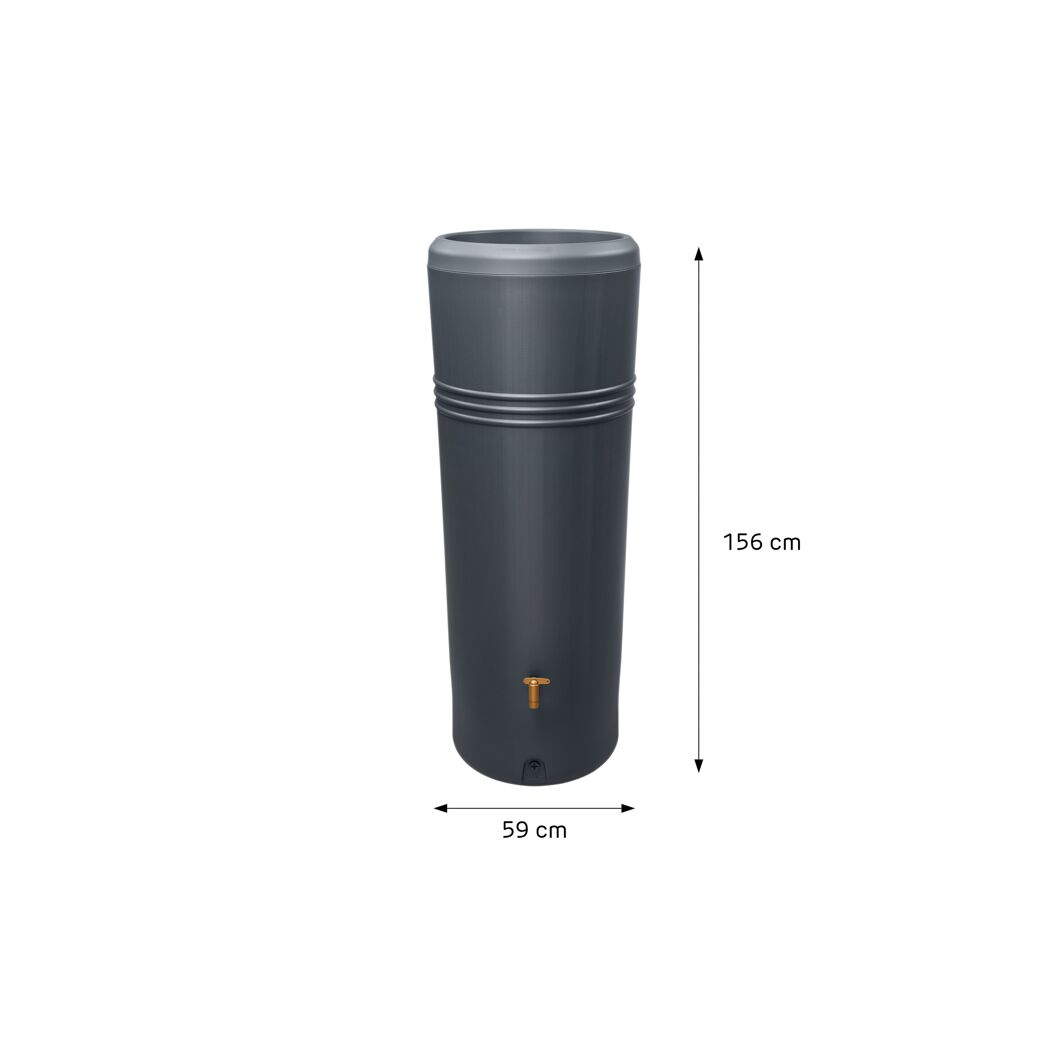 Regentonne 2in1 'Azura' graphite grey 340 l inklusive Pflanzschale