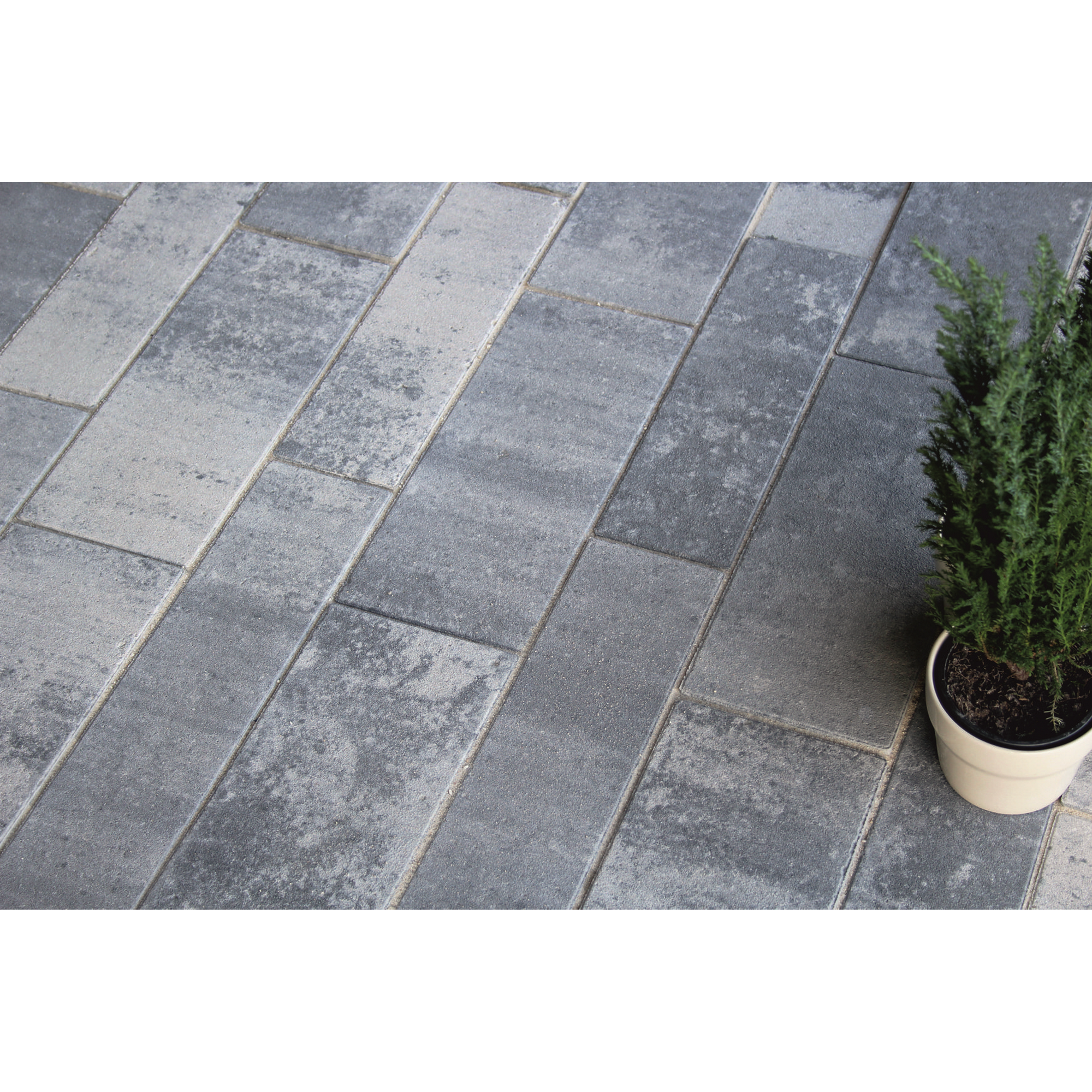 Pflaster 'Tala' weiß/anthrazit 8 cm