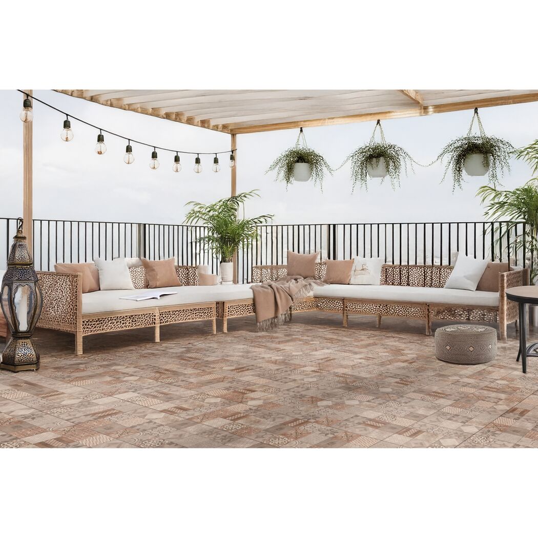 Terrassenplatte 'Mosaik' braun/beige 60 x 60 x 4 cm
