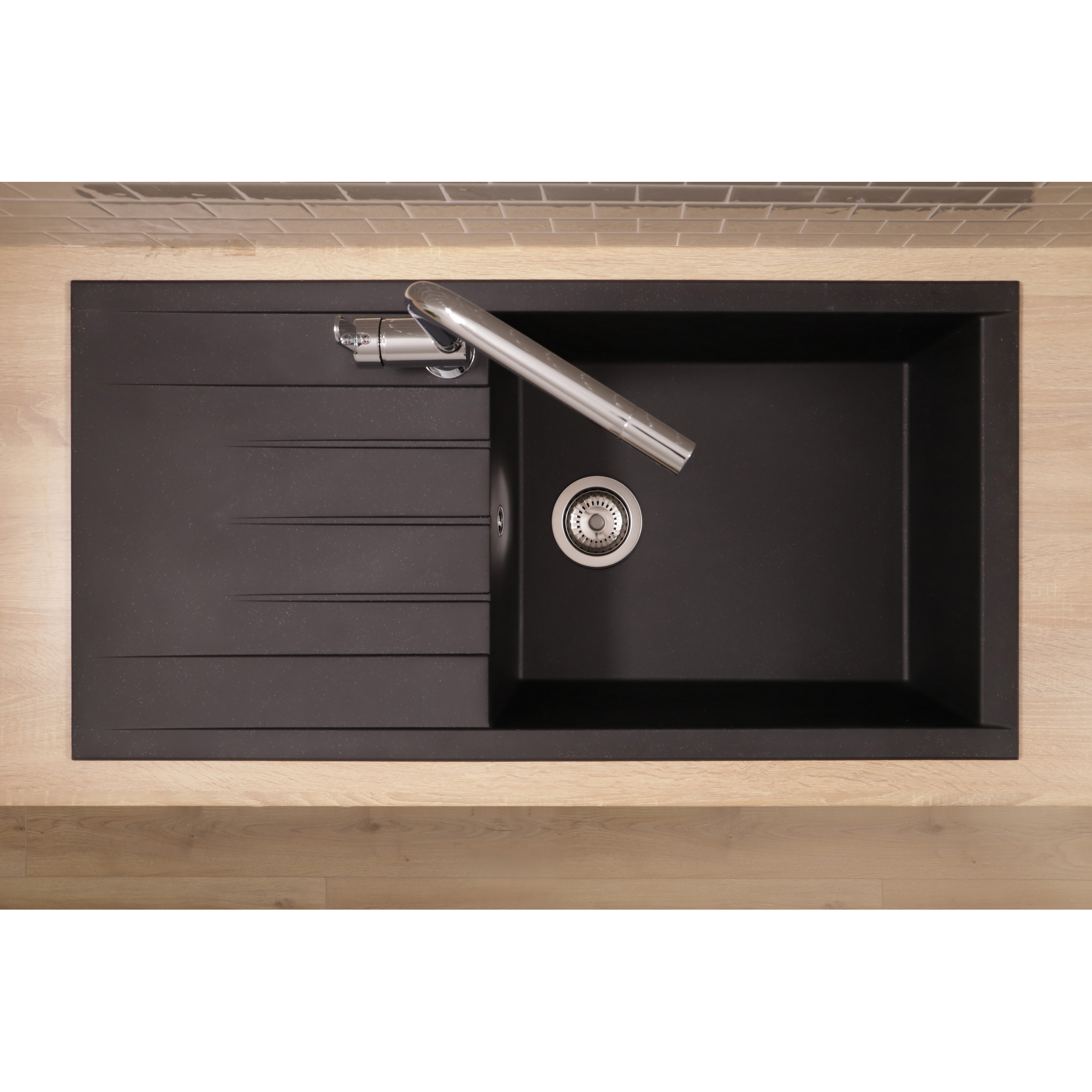 Einbauspüle 'Houston' Mineralite schwarz 100 X 50 cm