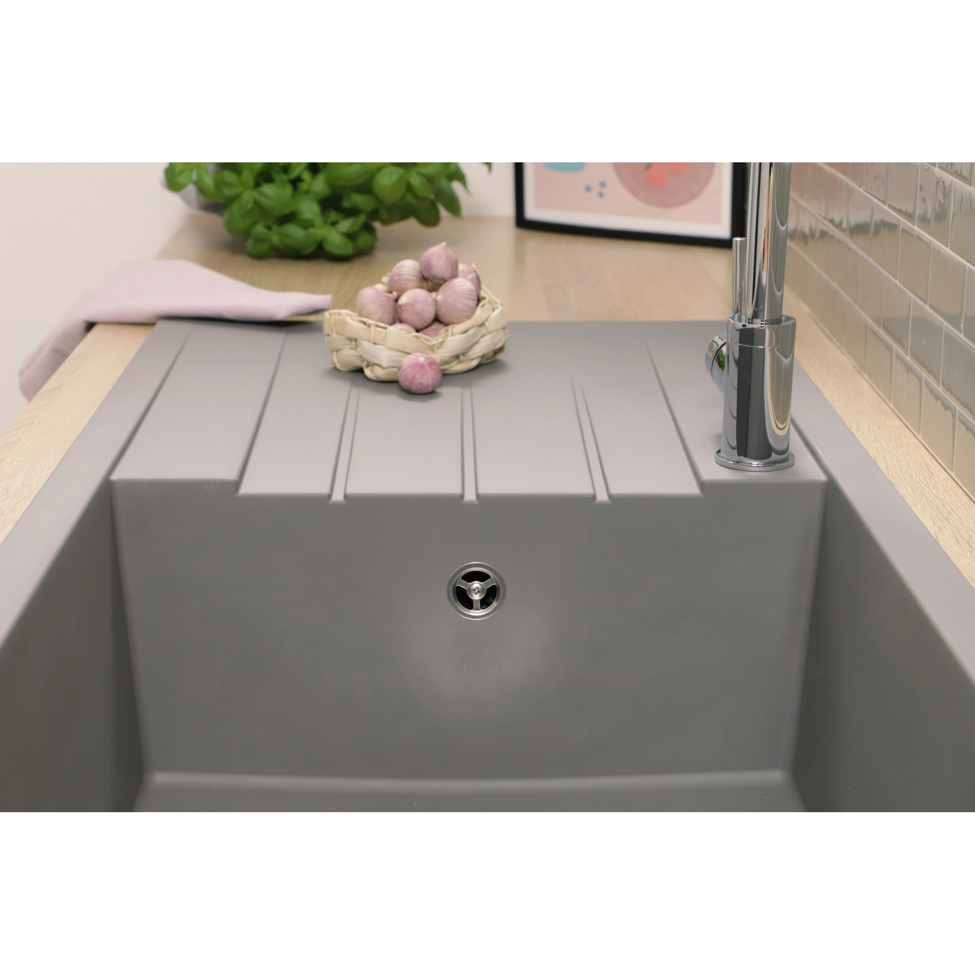 Einbauspüle 'Houston' Mineralite betongrau 100 X 50 cm