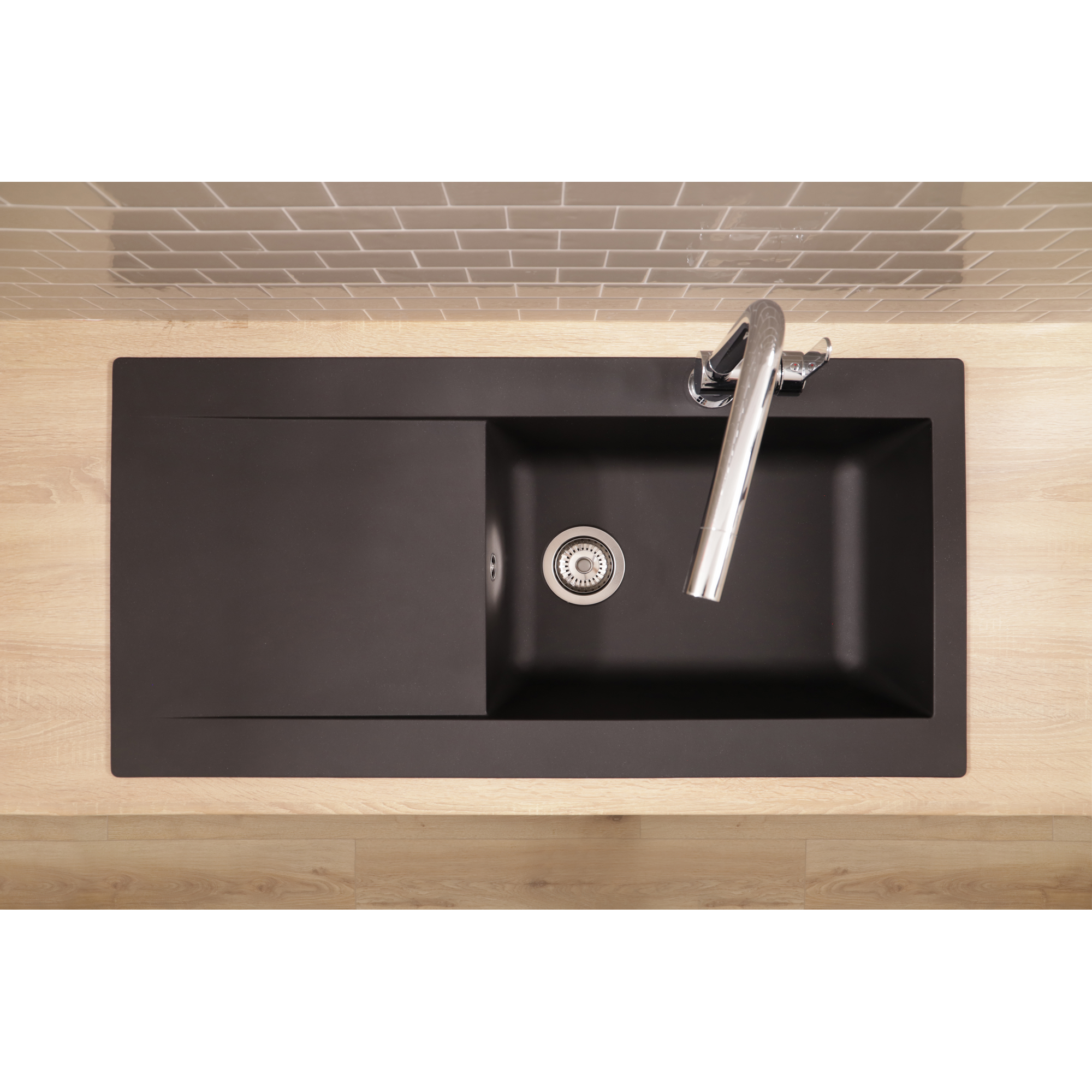 Einbauspüle 'Denver' Mineralite schwarz 100 X 50 cm