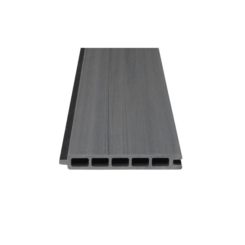 Zaun-Komplettset 'Roma Line' WPC grau mit Pfosten anthrazit zum Aufschrauben 939 x 180 cm