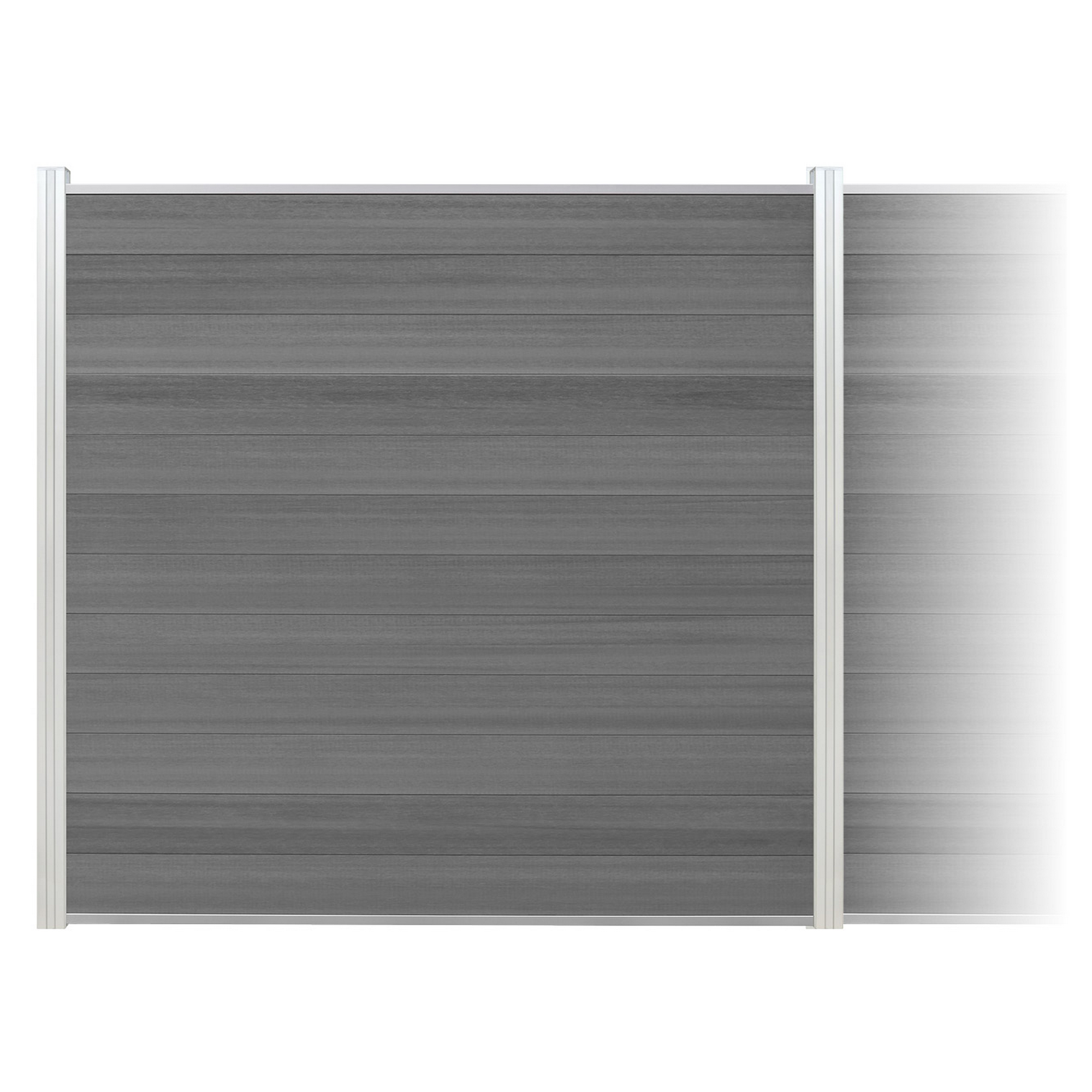 Zaun-Komplettset 'Roma Line' WPC grau mit Pfosten eloxiert zum Aufschrauben 565 x 180 cm