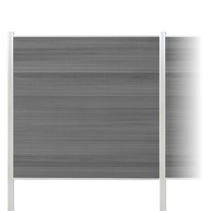 Zaun-Komplettset 'Roma Line' WPC grau mit Pfosten eloxiert zum Einbetonieren 565 x 180 cm