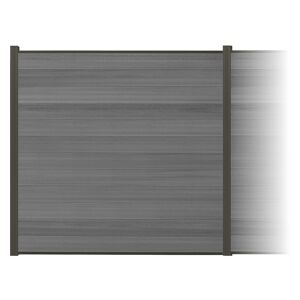 Zaun-Komplettset 'Roma Line' WPC grau mit Pfosten anthrazit zum Aufschrauben 751 x 180 cm
