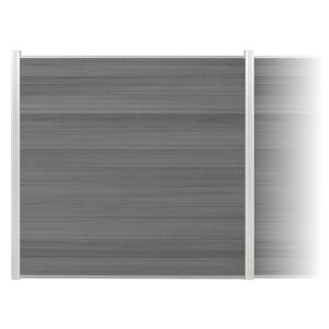 Zaun-Komplettset 'Roma Line' WPC grau mit Pfosten eloxiert zum Aufschrauben 939 x 180 cm