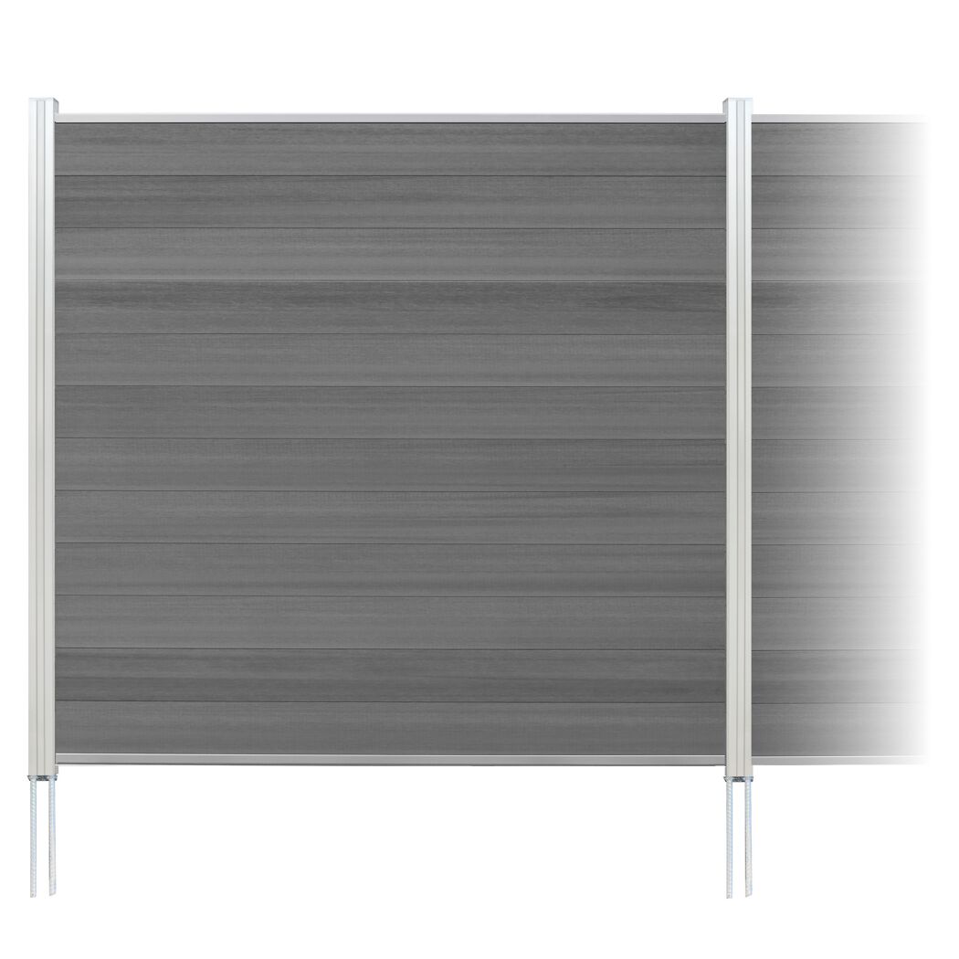 Zaun-Komplettset 'Roma Line' WPC beige mit Pfosten eloxiert zum Aufschrauben 565 x 180 cm