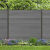 Zaun-Komplettset 'Roma Line' WPC beige mit Pfosten eloxiert zum Aufschrauben 565 x 180 cm