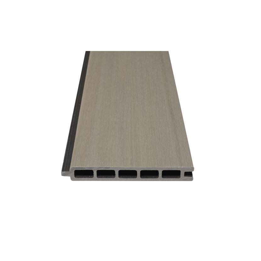 Zaun-Komplettset 'Roma Line' WPC schilf mit Pfosten eloxiert zum Einbetonieren 939 x 180 cm