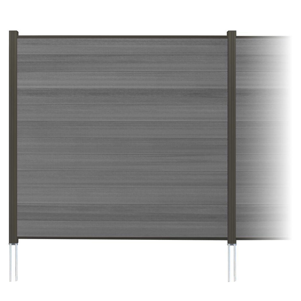 Zaun-Komplettset 'Roma Line' WPC beige mit Pfosten eloxiert zum Aufschrauben 565 x 180 cm