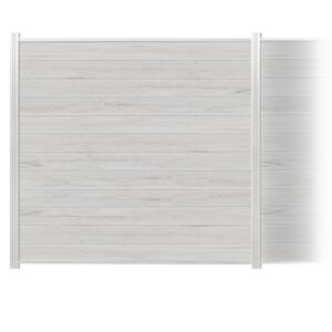 Zaun-Komplettset 'Roma Line' WPC beige mit Pfosten eloxiert zum Aufschrauben 939 x 180 cm