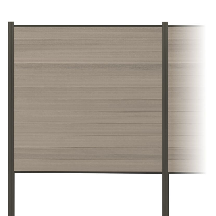 Zaun-Komplettset 'Roma Line' WPC schilf mit Pfosten anthrazit zum Einbetonieren 565 x 180 cm