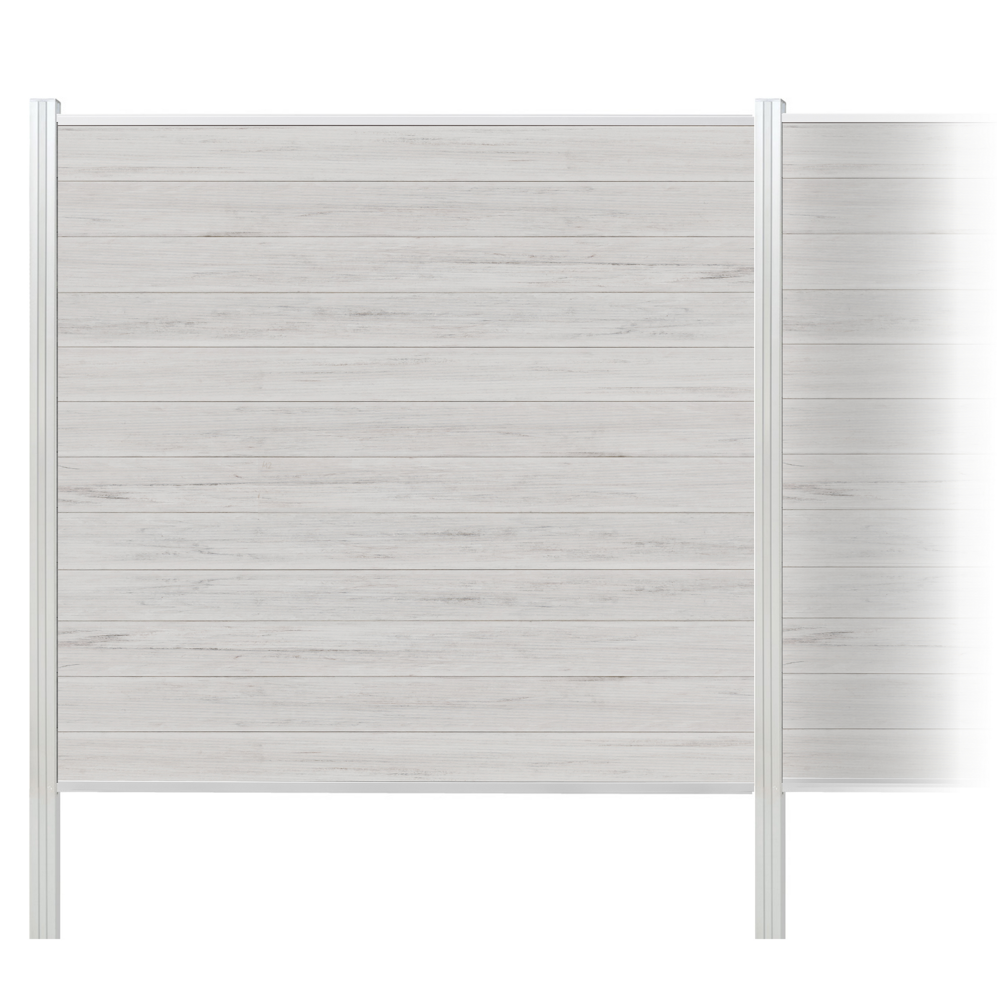 Zaun-Komplettset 'Roma Line' WPC beige mit Pfosten eloxiert zum Einbetonieren 565 x 180 cm