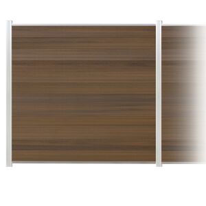 Zaun-Komplettset 'Roma Line' WPC teak mit Pfosten eloxiert zum Aufschrauben 751 x 180 cm