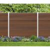 Zaun-Komplettset 'Roma Line' WPC teakfarben mit Pfosten eloxiert 565 x 180 cm