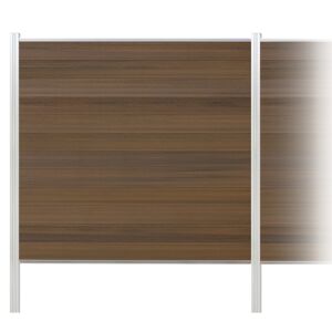 Zaun-Komplettset 'Roma Line' WPC teak mit Pfosten eloxiert zum Einbetonieren 565 x 180 cm