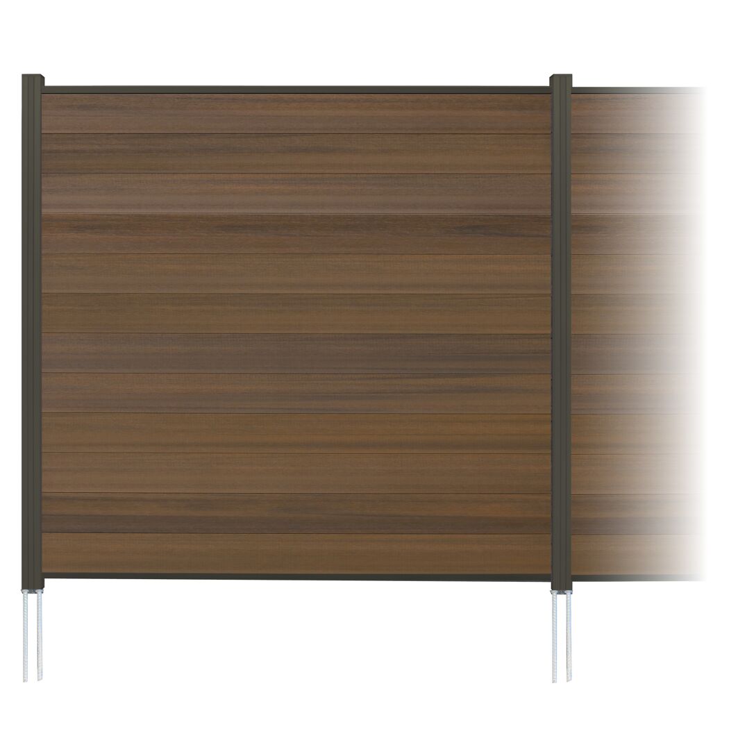 Zaun-Komplettset 'Roma Line' WPC beige mit Pfosten eloxiert zum Aufschrauben 565 x 180 cm