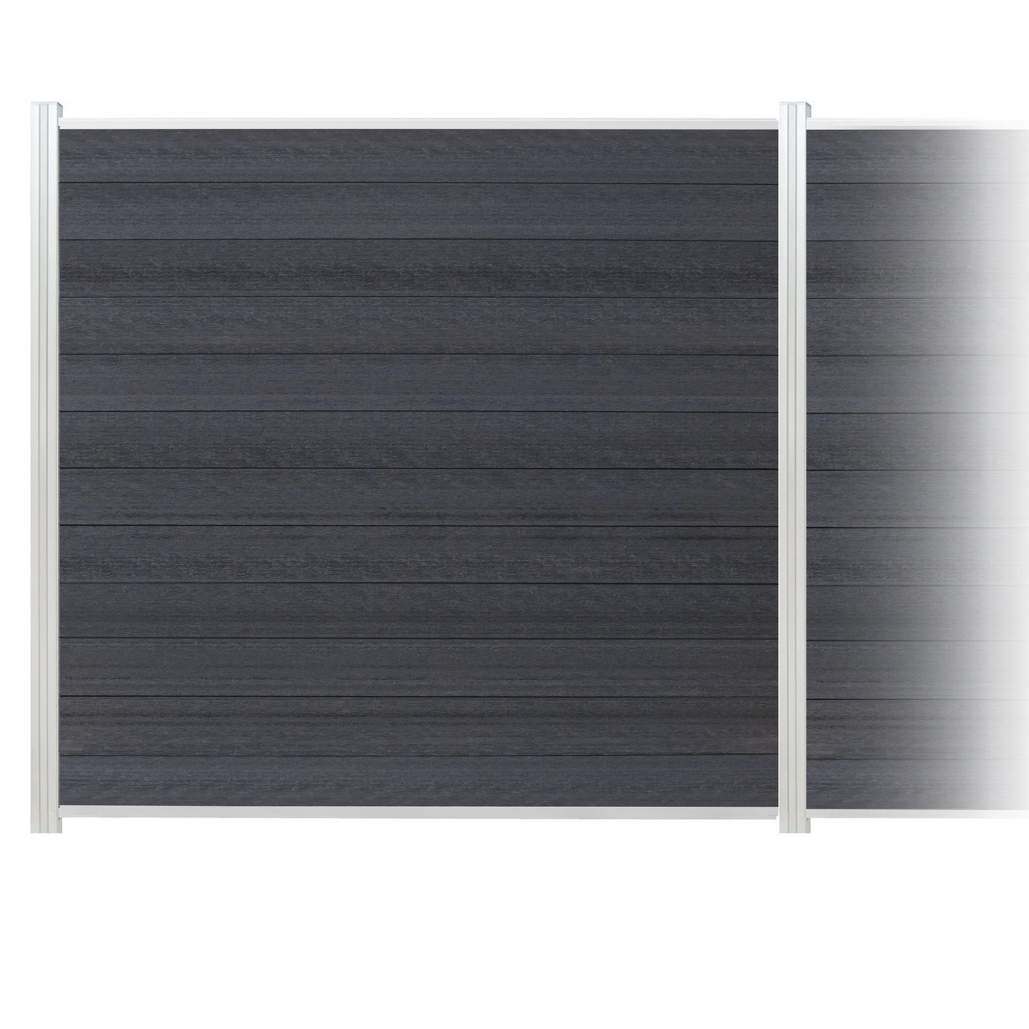 Zaun-Komplettset 'Roma Line' WPC anthrazit mit Pfosten eloxiert zum Aufschrauben 565 x 18 cm