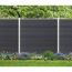 Zaun-Komplettset 'Roma Line' WPC anthrazit mit Pfosten eloxiert zum Aufschrauben 751 x 18 cm