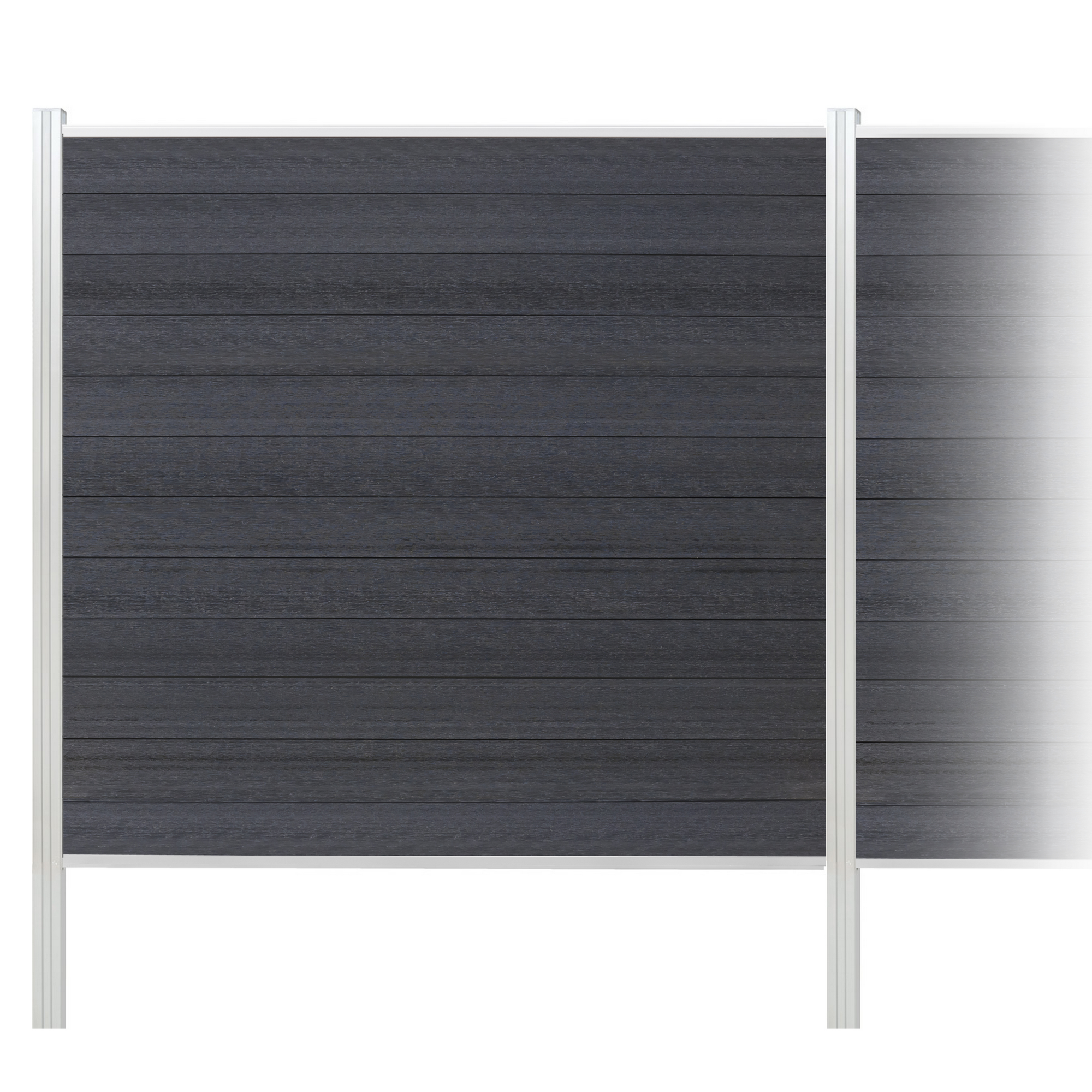 Zaun-Komplettset 'Roma Line' WPC anthrazit mit Pfosten eloxiert zum Einbetonieren 565 x 180 cm